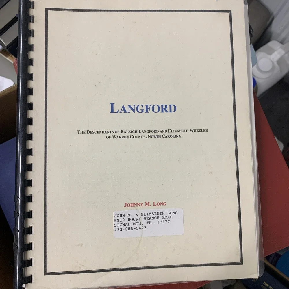 The descendent of Raleigh Langford & Elizabeth Wheeler of Warren County North...